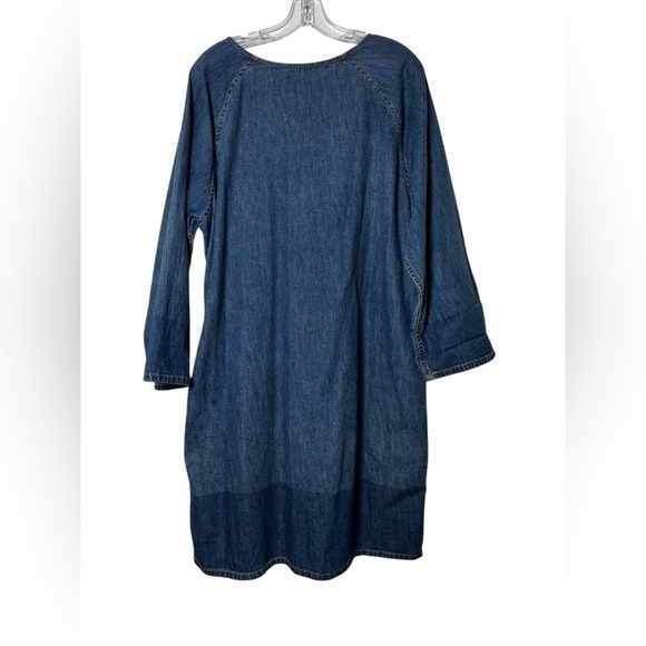 Ralph Lauren Denim Dress Womens Large Lace Up 100% Cotton casual Shift 90’s - Picture 2 of 6